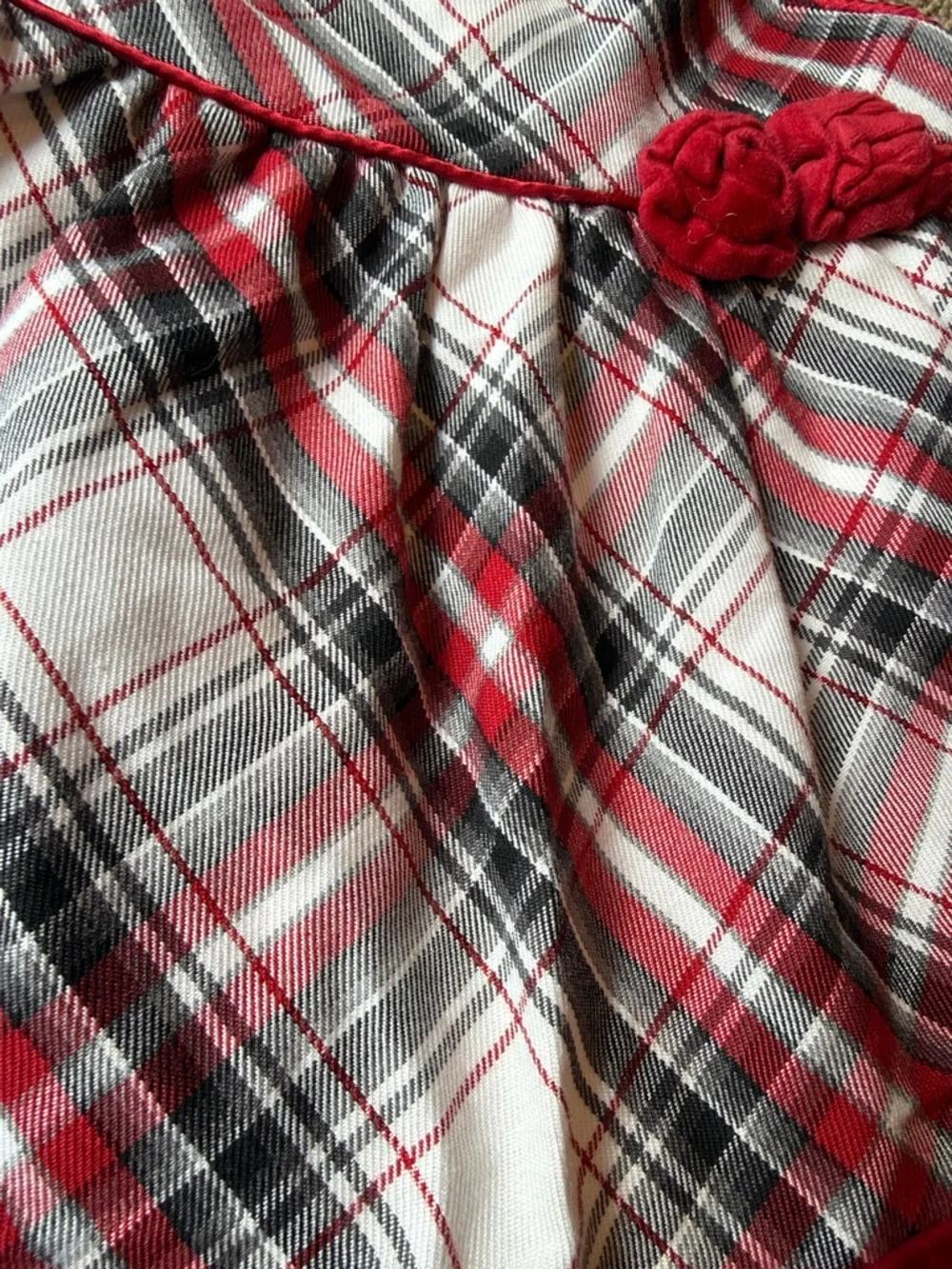 Children’s Place | Red, White & Black Plaid Dress w/ Velvet Trim & Bloomers - Picture 3 of 10